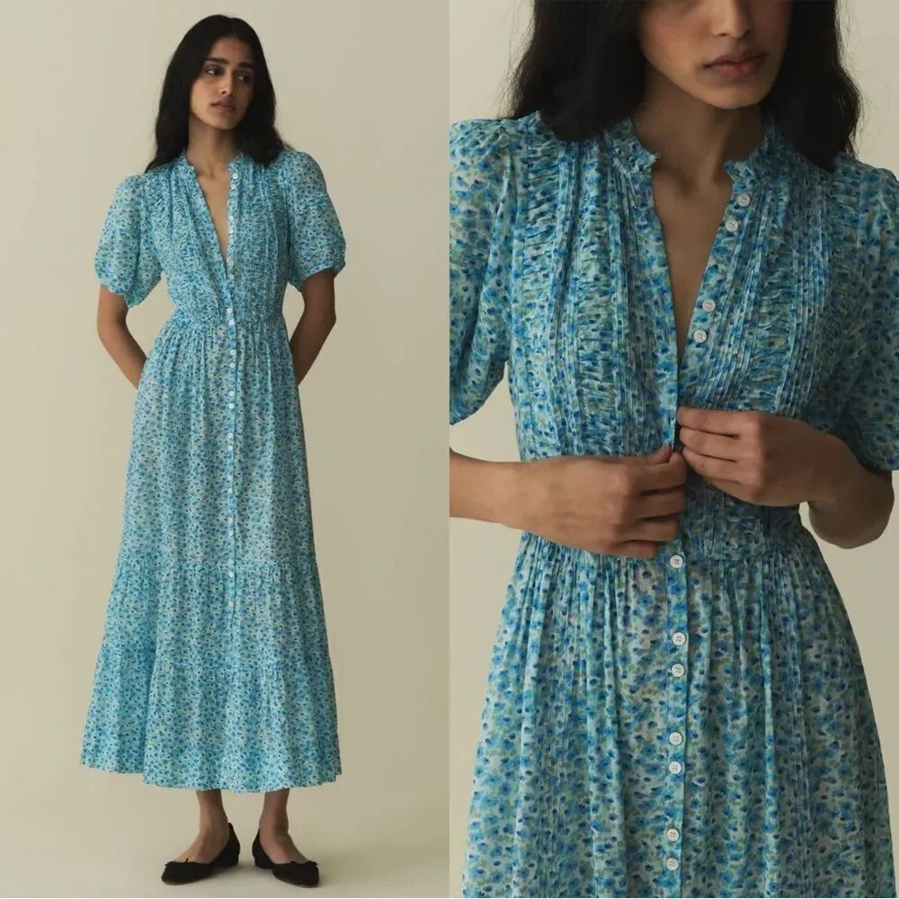 Dôen Haleigh dress in the "Bleu Daisy Fields"